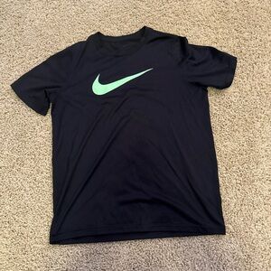 Nike Kids Black T-Shirt with Green Logo